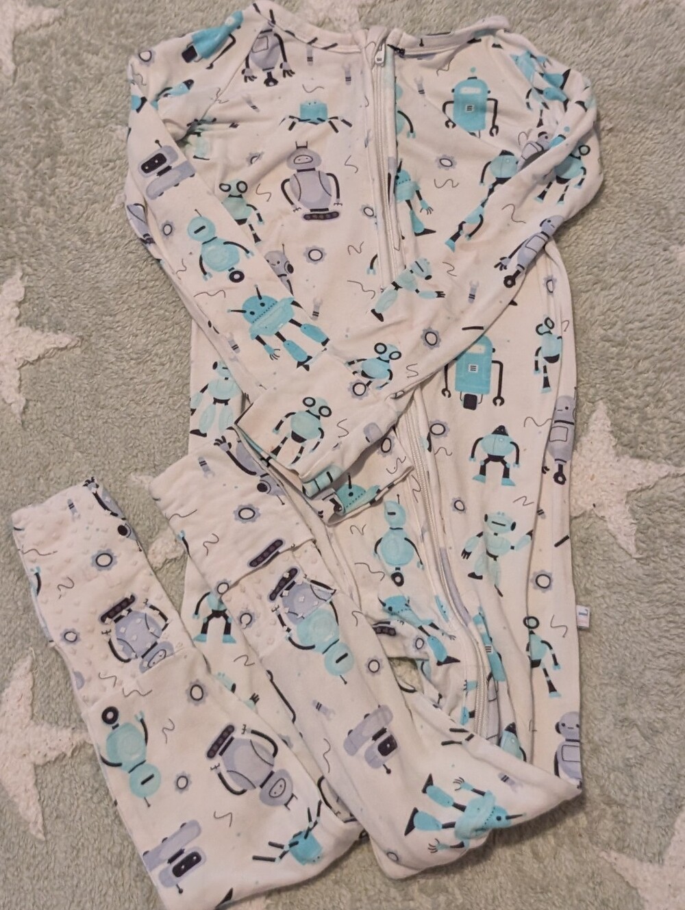 Bamboo Price Baby Robot Print Zip Footed Pajamas - Free With Purchase